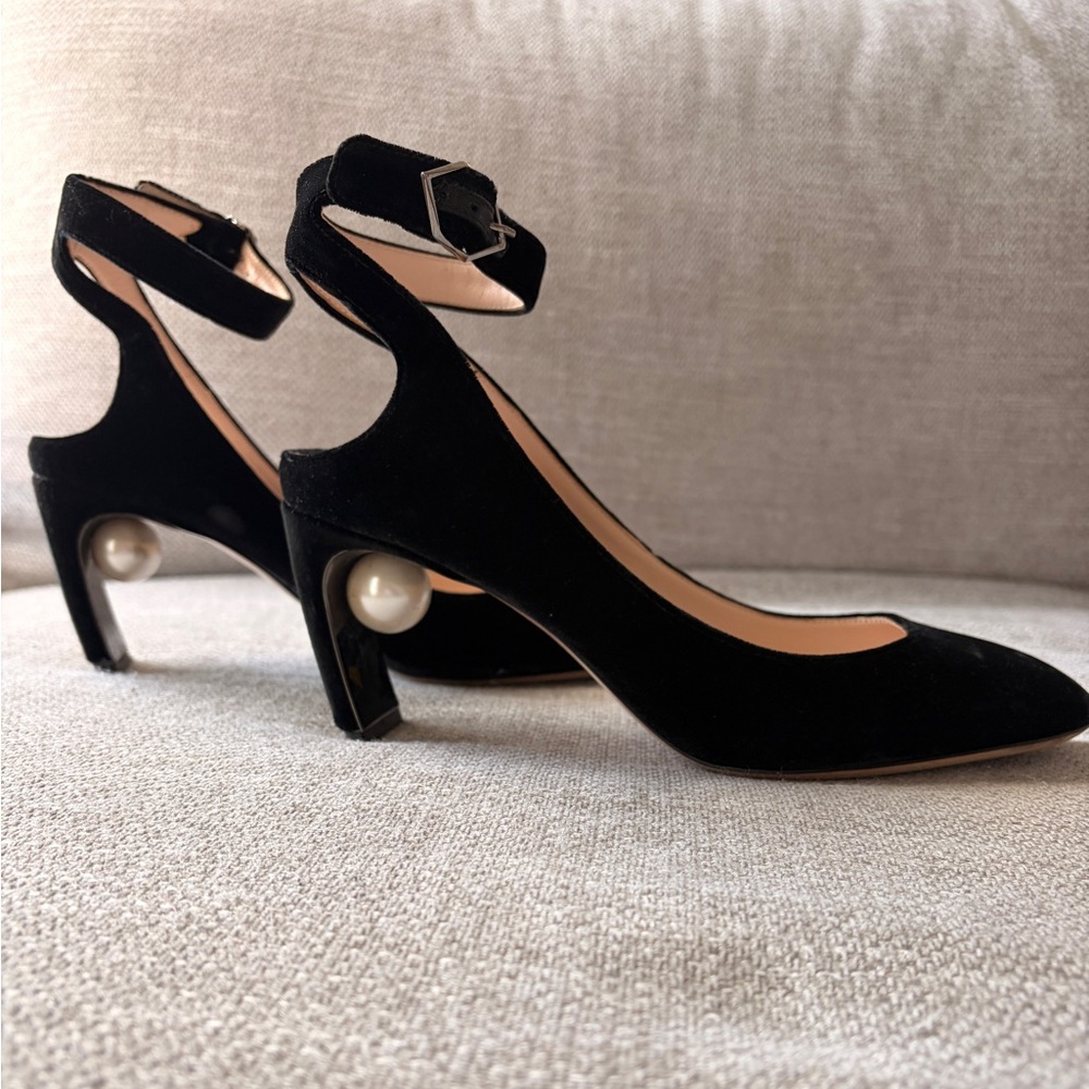 Nicholas Kirkwood Black Heels with Pearl Accent -Lola pearl heels
